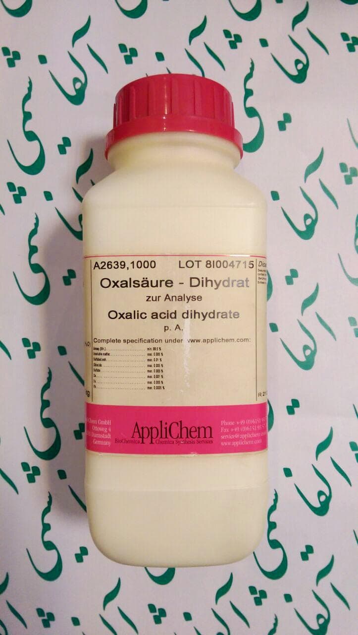  اگزالیک اسید 2آبه, ,Oxalic acid dihydrate,,A2639,,1کیلوگرم,CAS Number: 6153-56-6 