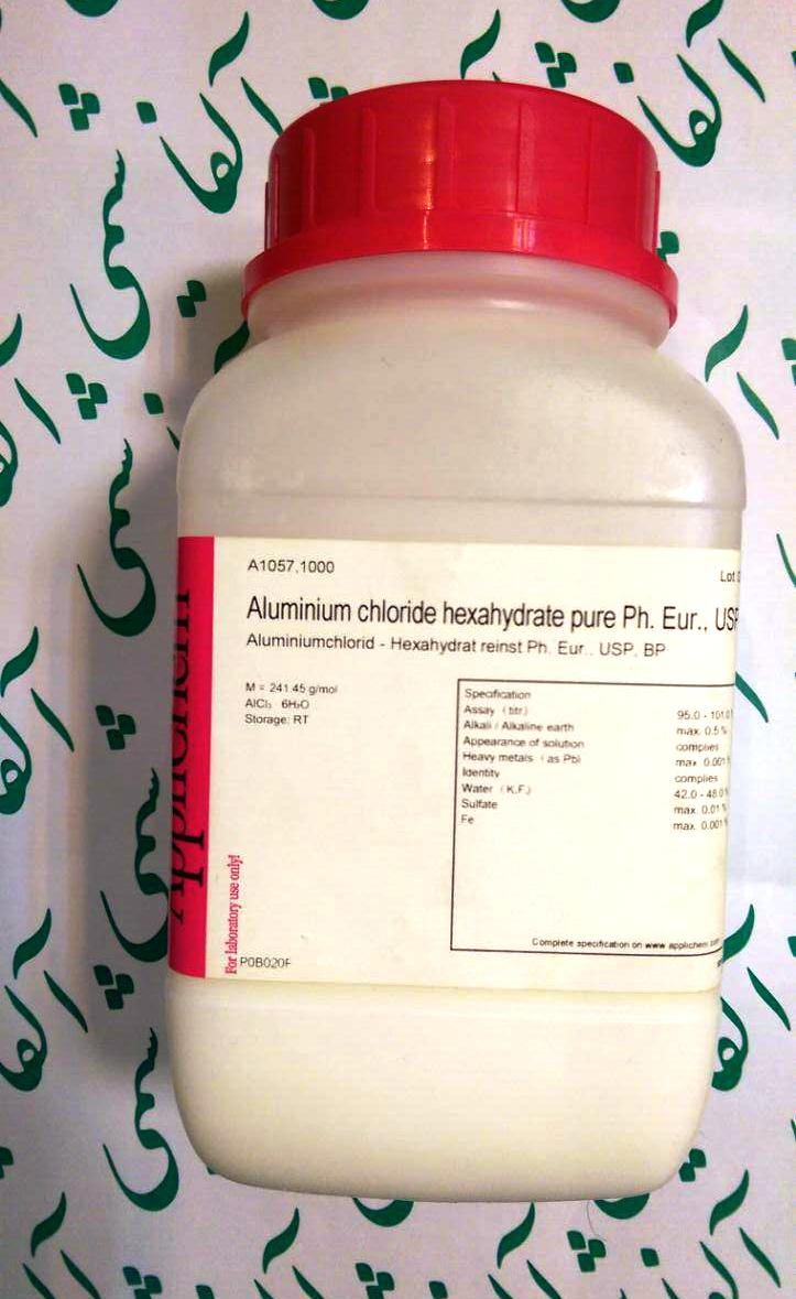 آلومینیوم کلراید 6آبه اپلی کمAluminum chloride hexahydrate pure Ph. Eur., USP, BP1کیلوگرم کد A1057CAS number 7784−13−6   