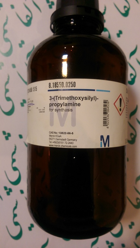3آمینو پروپیل تری متوکسی سیلان مرک با کد 818550 3تری متوکسی سیلیل پروپیل آمین3Trimethoxysilyl propylamine for synthesis3Aminopropyl trimethoxysilane     