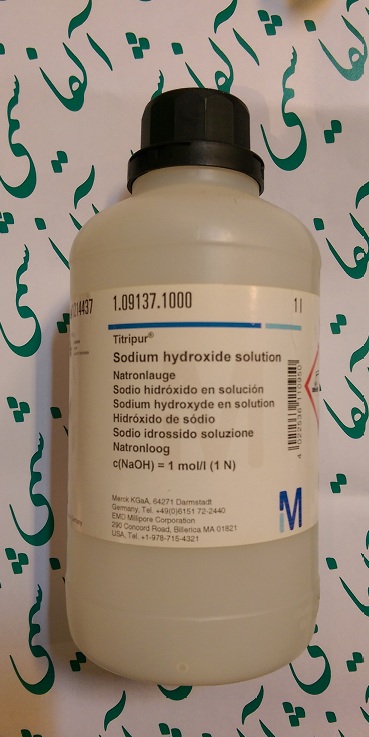 سدیم هیدروکساید مایع مرک آلمان با کد 109137 Sodium hydroxide solutionc(NaOH) = 1 mol/l (1 N) Titripur® Reag. Ph Eur,Reag. USP    