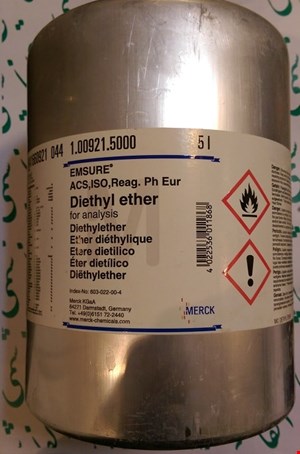  دی اتیل اتر مرک آلمان 100921, Diethyl ether for analysis EMSURE® ACS,ISO,Reag. Ph Eur. CAS 60-29-7, chemical formula (C₂H₅)₂O