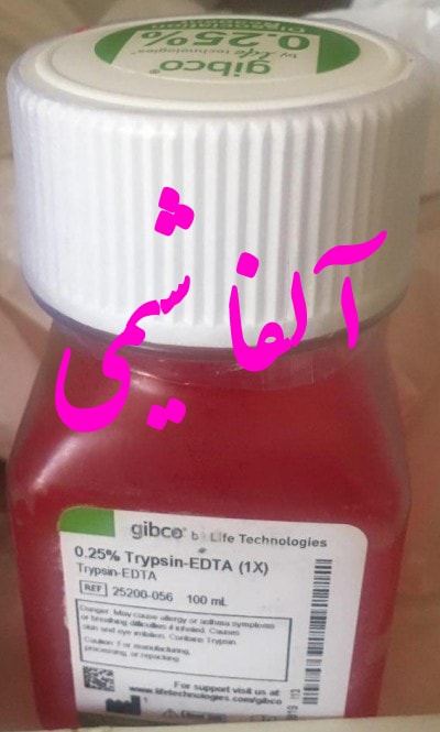 تریپسین ادتا 25% یا فنول رد گیبکو با کد 056-25200, Gibco code: 25200-056  Trypsin-EDTA (0.25%),phenol red  